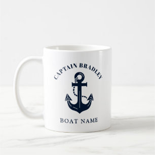 Benutzerdefinierter Bootsname und Kapitäne nautisc Kaffeetasse