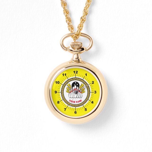 Benutzerdefinierter Bowling von Frauen (Name hinzu Armbanduhr (Vorderseite)
