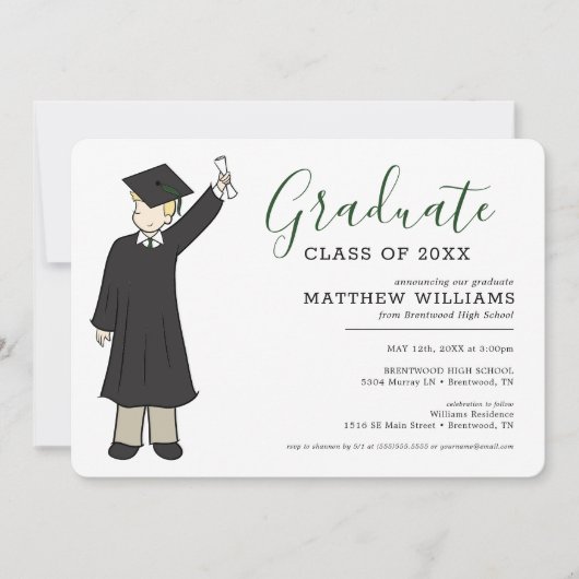 Benutzerdefinierter Boy Avatar| Abschluss der Hoch Einladung (Vorderseite)