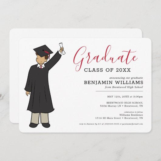 Benutzerdefinierter Boy Avatar| Abschluss der Hoch Einladung (Vorne/Hinten)