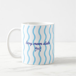 Benutzerdefinierter Boy Mom Club Blau gestreifter Kaffeetasse