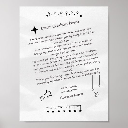 Benutzerdefinierter Brief an eine schöne Person Poster (Vorne)