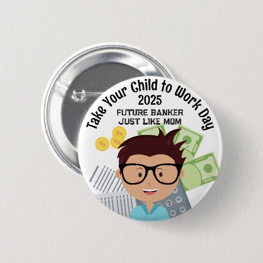 Benutzerdefinierter Buchhalter Nehmen Sie Ihr Kind Button (Vorne & Hinten)