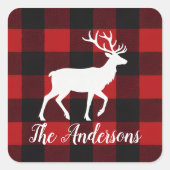 Benutzerdefinierter Büffel-Karo-Name-Aufkleber für Quadratischer Aufkleber (Vorderseite)