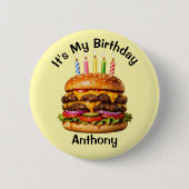 Benutzerdefinierter Burger-Geburtstagsbutton Button (Vorderseite)