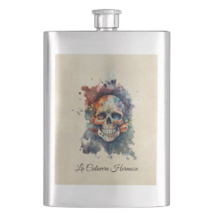 Benutzerdefinierter Calavera Hermosa Tag der Toten Flachmann
