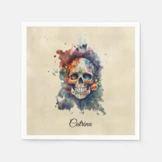 Benutzerdefinierter Calavera Hermosa Tag der Toten Serviette