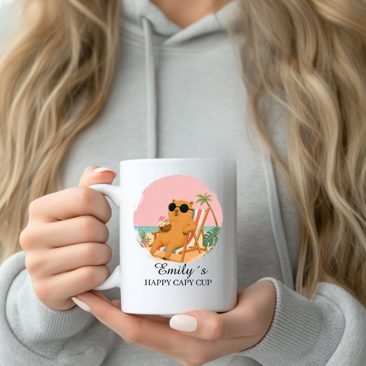 Benutzerdefinierter Capybara-Strandbecher mit Name Kaffeetasse