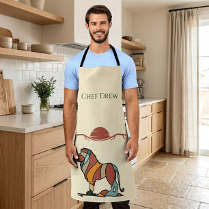 Benutzerdefinierter Chef-Name Löwe Boho Mittel Jah Schürze