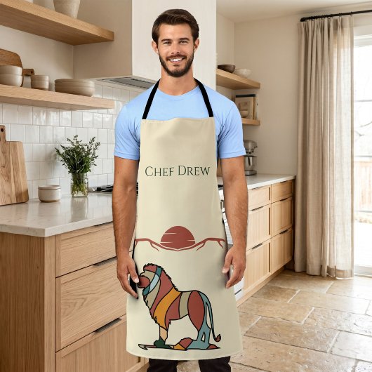 Benutzerdefinierter Chef-Name Löwe Boho Mittel Jah Schürze