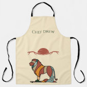 Benutzerdefinierter Chef-Name Löwe Boho Mittel Jah Schürze (Vorderseite)