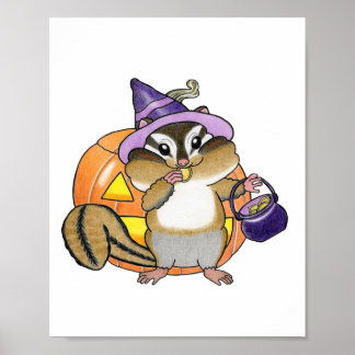Benutzerdefinierter Chipmunk Halloween-Kürbis-Kind Poster