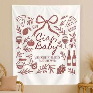Benutzerdefinierter Ciao Baby Shower Foto Hintergr Wandteppich