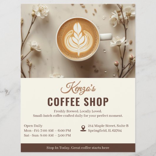 Benutzerdefinierter Coffeeshop | Personalisiertes Flyer (Vorne)