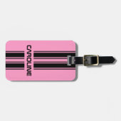 Benutzerdefinierter Cooler Niedlich rosa Schwarzes Gepäckanhänger (Vorderseite horizontal)