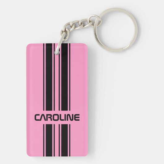 Benutzerdefinierter Cooler Niedlich rosa Schwarzes Schlüsselanhänger (Rückseite)