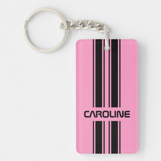 Benutzerdefinierter Cooler Niedlich rosa Schwarzes Schlüsselanhänger (Vorderseite)