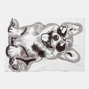 Benutzerdefinierter Corgi-Welpe mit Sonnenbrille   Geschirrtuch