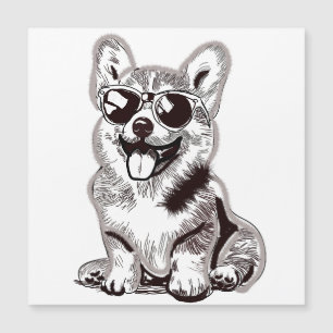 Benutzerdefinierter Corgi-Welpe mit Sonnenbrille Magnetkarte