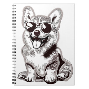 Benutzerdefinierter Corgi-Welpe mit Sonnenbrille   Notizblock