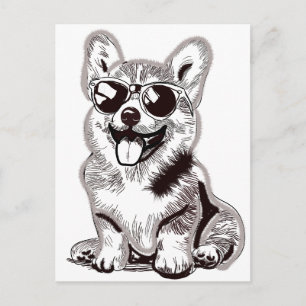 Benutzerdefinierter Corgi-Welpe mit Sonnenbrille   Postkarte