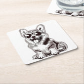 Benutzerdefinierter Corgi-Welpe mit Sonnenbrille | Rechteckiger Pappuntersetzer (angewinkelt)