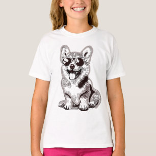 Benutzerdefinierter Corgi-Welpe mit Sonnenbrille T-Shirt