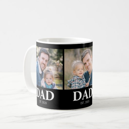 Benutzerdefinierter Dad Established 3 Foto Vaterta Kaffeetasse (Vorderseite Links)