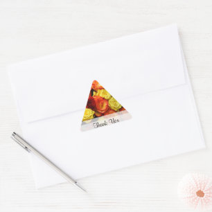 Benutzerdefinierter "Danke" Gelb/Rot/Orange Rosen Dreieckiger Aufkleber