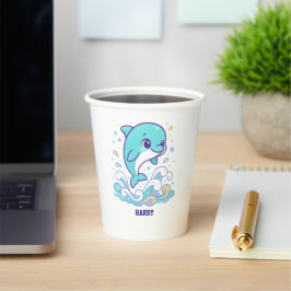 Benutzerdefinierter Delfin mit Blasen-Splash - Süß Pappbecher