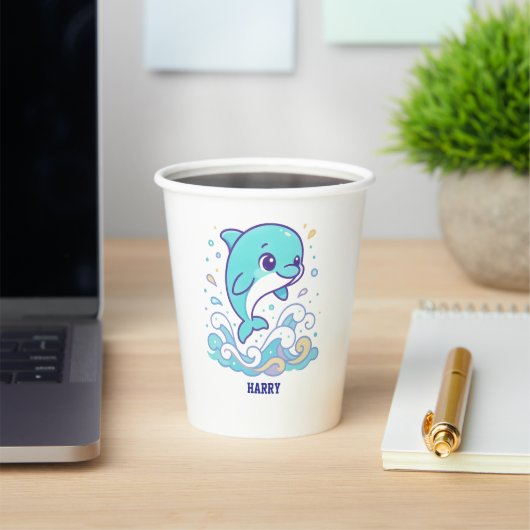 Benutzerdefinierter Delfin mit Blasen-Splash - Süß Pappbecher (InSitu)