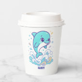 Benutzerdefinierter Delfin mit Blasen-Splash - Süß Pappbecher (Rückseite)