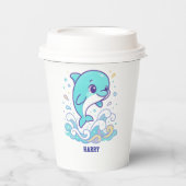 Benutzerdefinierter Delfin mit Blasen-Splash - Süß Pappbecher (Vorderseite)