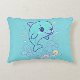 Benutzerdefinierter Delfin mit Sprudel-Splash, süß Dekokissen