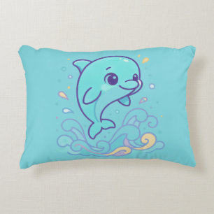 Benutzerdefinierter Delfin mit Sprudel-Splash, süß Dekokissen