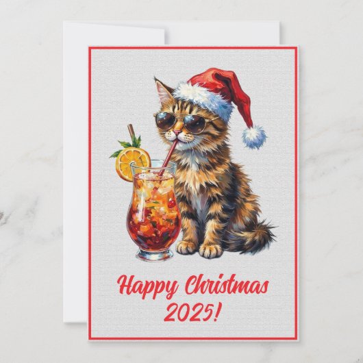 Benutzerdefinierter digitaler Weihnachts-Cool-Cat- Karte (Vorderseite)