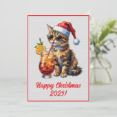Benutzerdefinierter digitaler Weihnachts-Cool-Cat- Karte (Stehend Vorderseite)