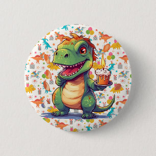 Benutzerdefinierter Dino-Geburtstag für Kinder  Button