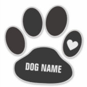 Benutzerdefinierter Dogenname auf Paw Aufkleber (Vorderseite)