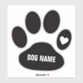 Benutzerdefinierter Dogenname auf Paw Aufkleber (Blatt)