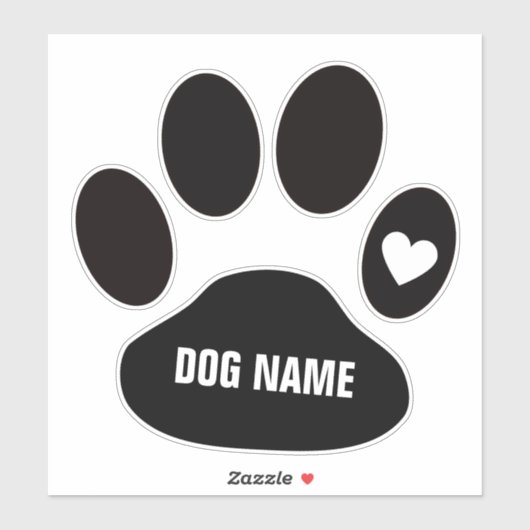 Benutzerdefinierter Dogenname auf Paw Aufkleber (Blatt)