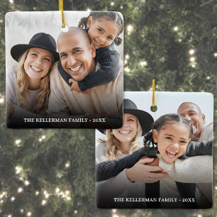 Benutzerdefinierter doppelseitiger Familien-Weihna Keramikornament