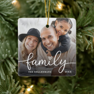 Benutzerdefinierter doppelseitiger Familien-Weihna Keramikornament