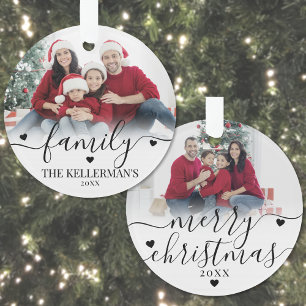 Benutzerdefinierter doppelseitiger Familien-Weihna Ornament