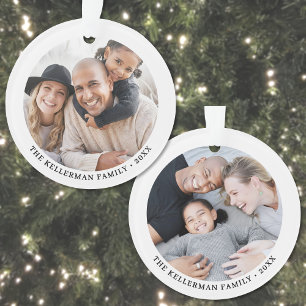 Benutzerdefinierter doppelseitiger Familien-Weihna Ornament