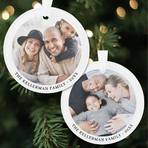Benutzerdefinierter doppelseitiger Familien-Weihna Ornament