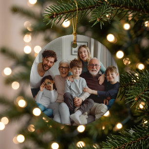 Benutzerdefinierter doppelseitiger Familienfoto-We Keramik Ornament