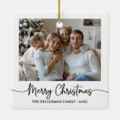 Benutzerdefinierter doppelseitiger Weihnachtsgruß Keramikornament (Rückseite)