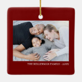Benutzerdefinierter doppelseitiger Weihnachtsgruß Keramikornament (Rückseite)