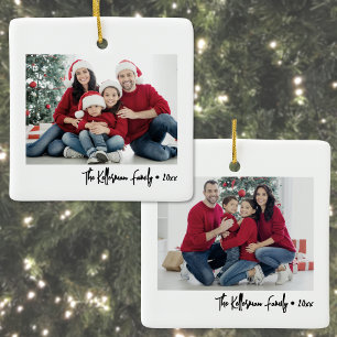 Benutzerdefinierter doppelseitiger Weihnachtsgruß Keramikornament